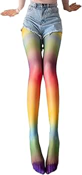 Amazon | [BYHIN] レインボーグラデーションパンスト女性用